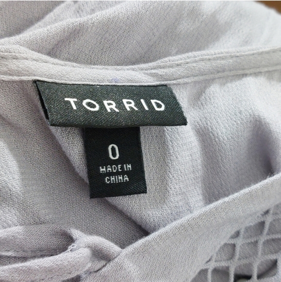 Torrid Light Gray Boho Prairie Crinkle Mini Dress 2 Piece Plus Size 0 - Picture 13 of 15